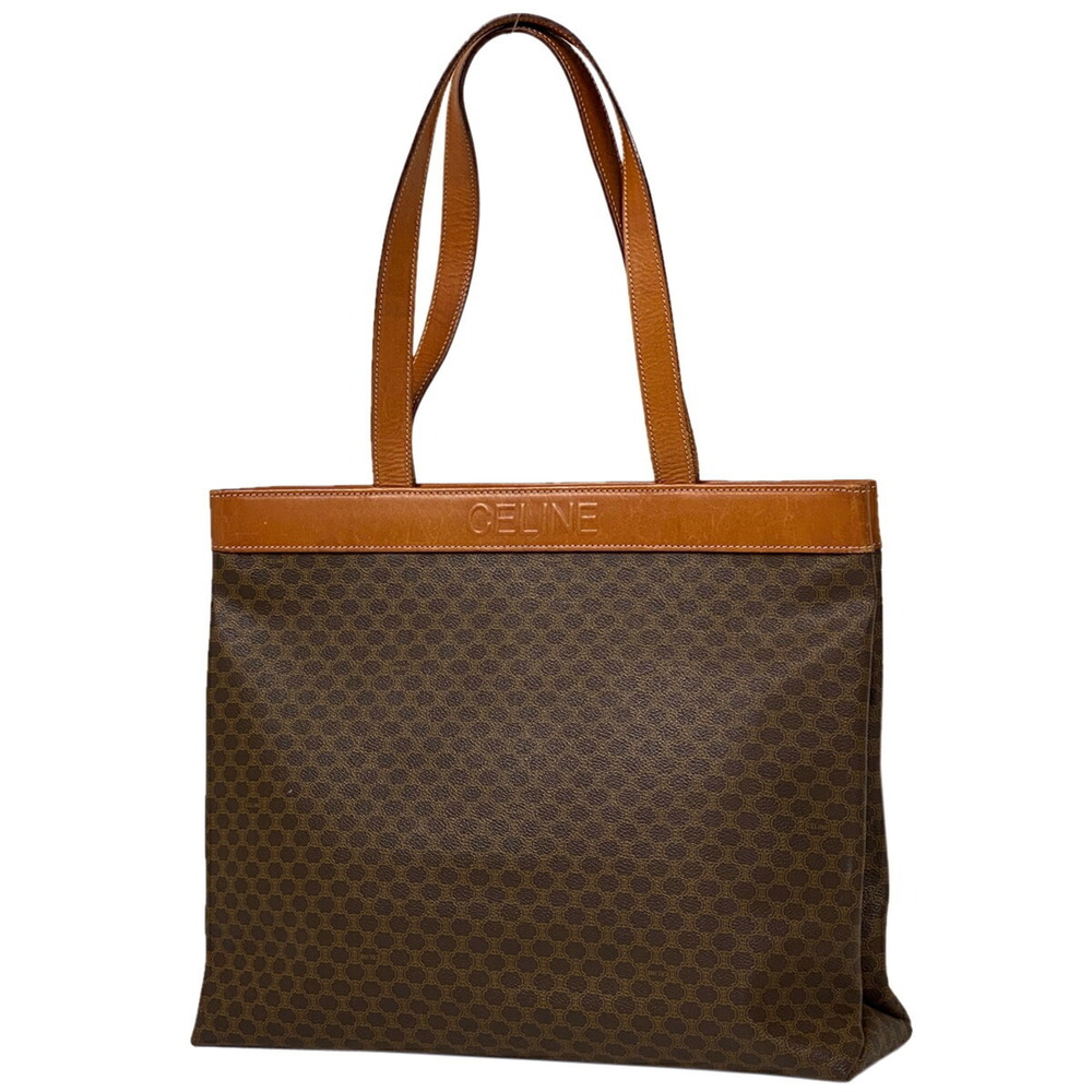 Celine Macadam tote bag shoulder logo all over canvas brown